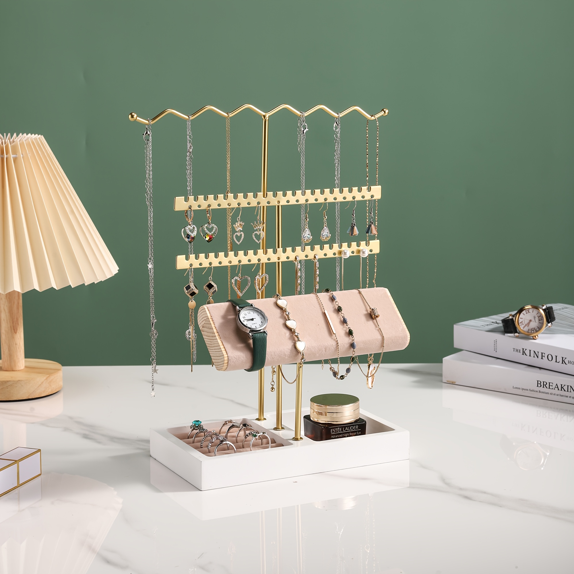 4-Layer Jewelry Storage Rack with Tray